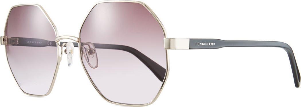 Longchamp Hexagonal Mirrored Metal Sunglasses