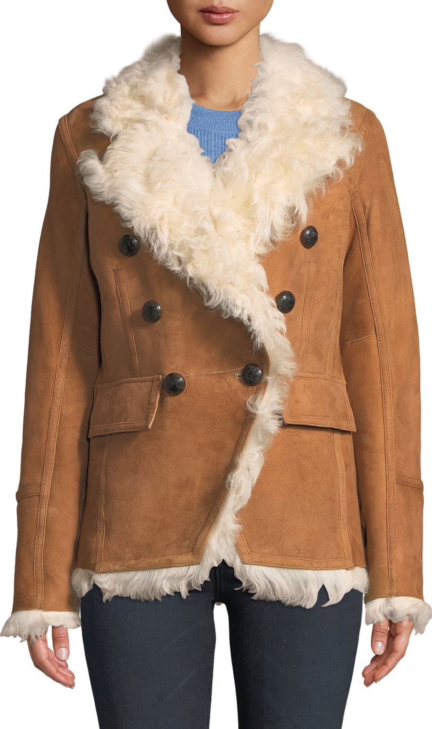 Veronica Beard Huntley Double-Breasted Shearling Blazer