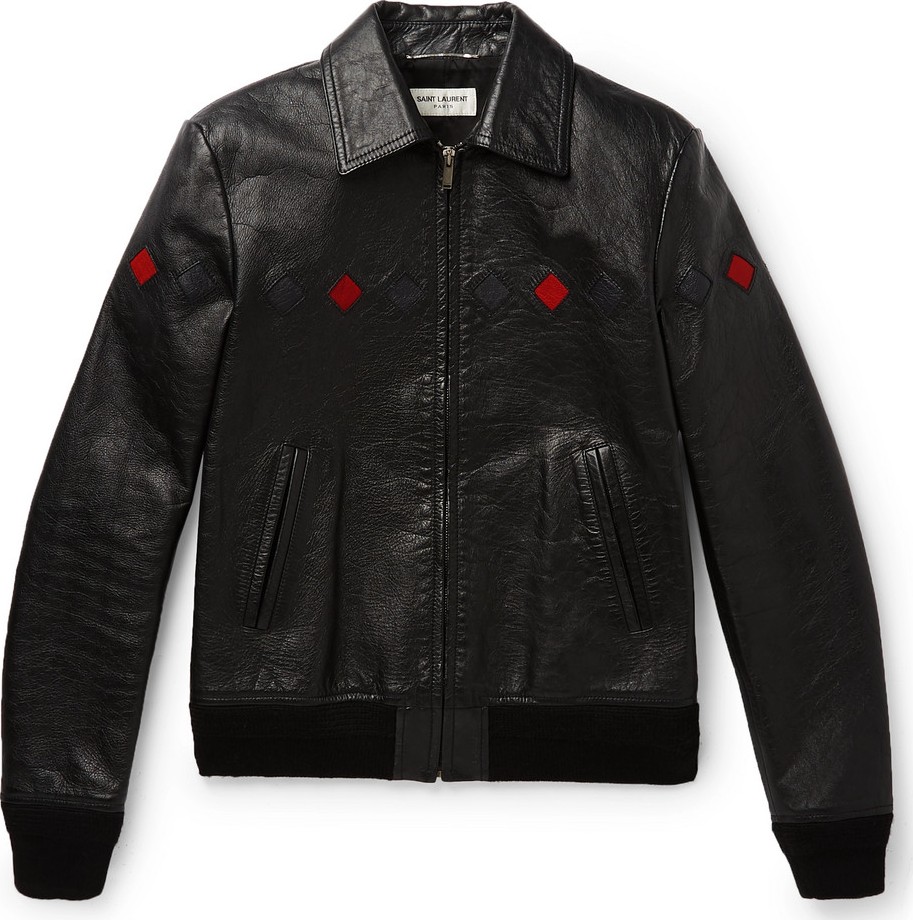 Saint Laurent Slim-Fit Full-Grain Leather Bomber Jacket