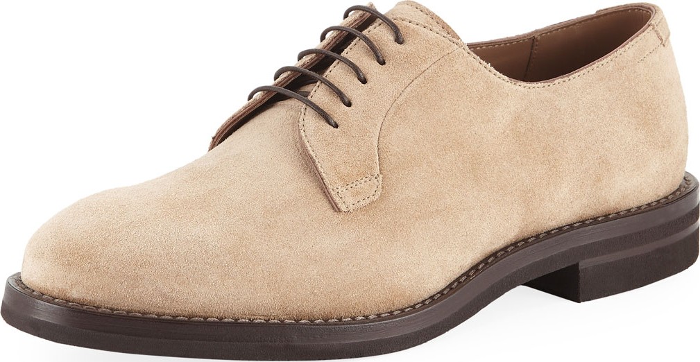 Brunello Cucinelli Men's Suede Lace-Up Shoes