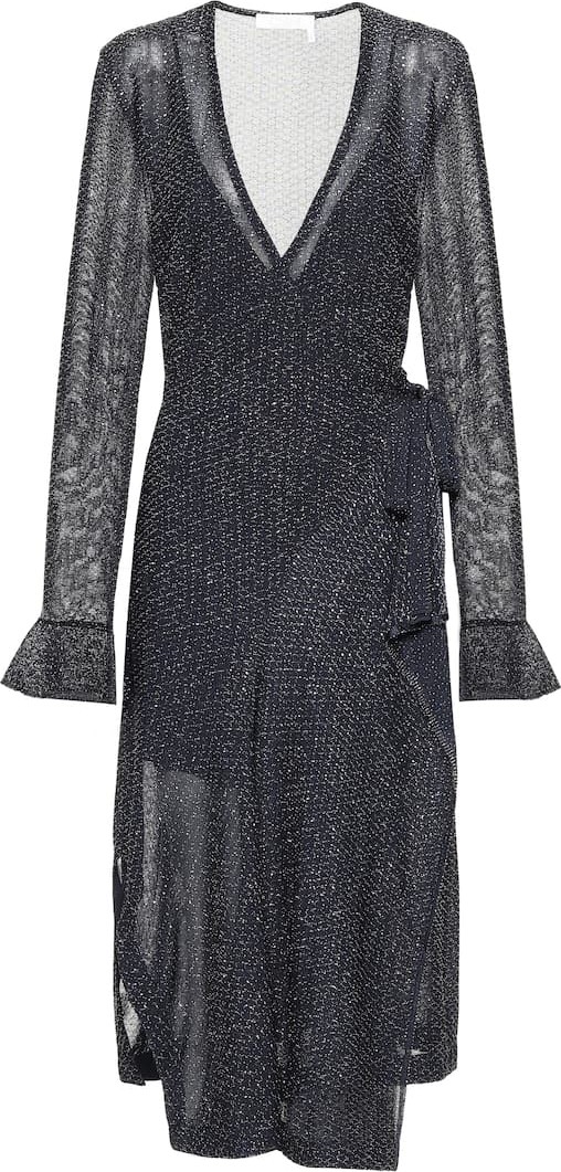 Chloe Metallic midi wrap dress