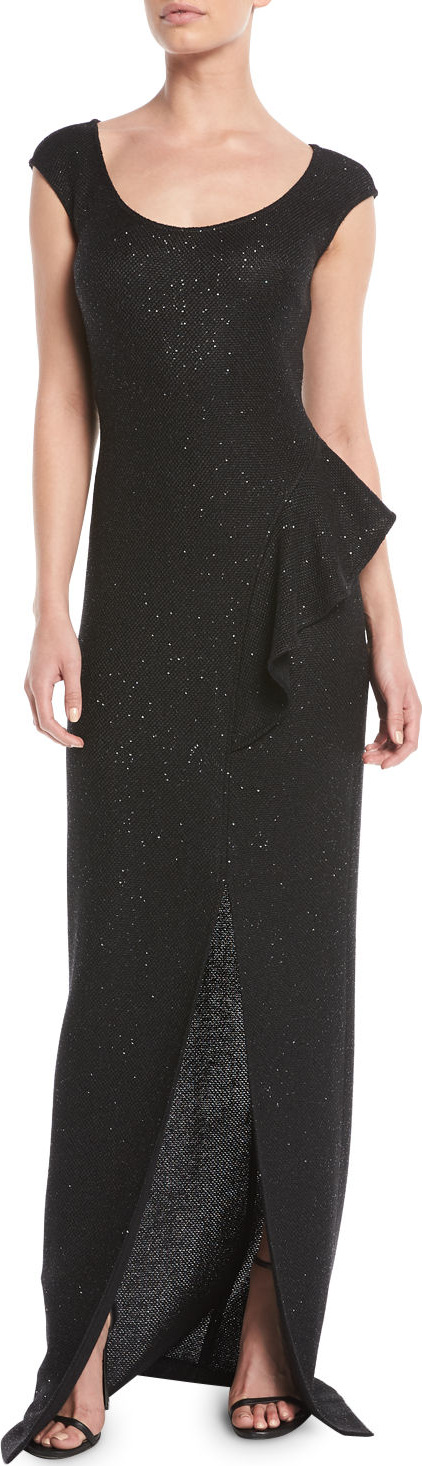 St. John Inlaid Sequin Knit Column Gown