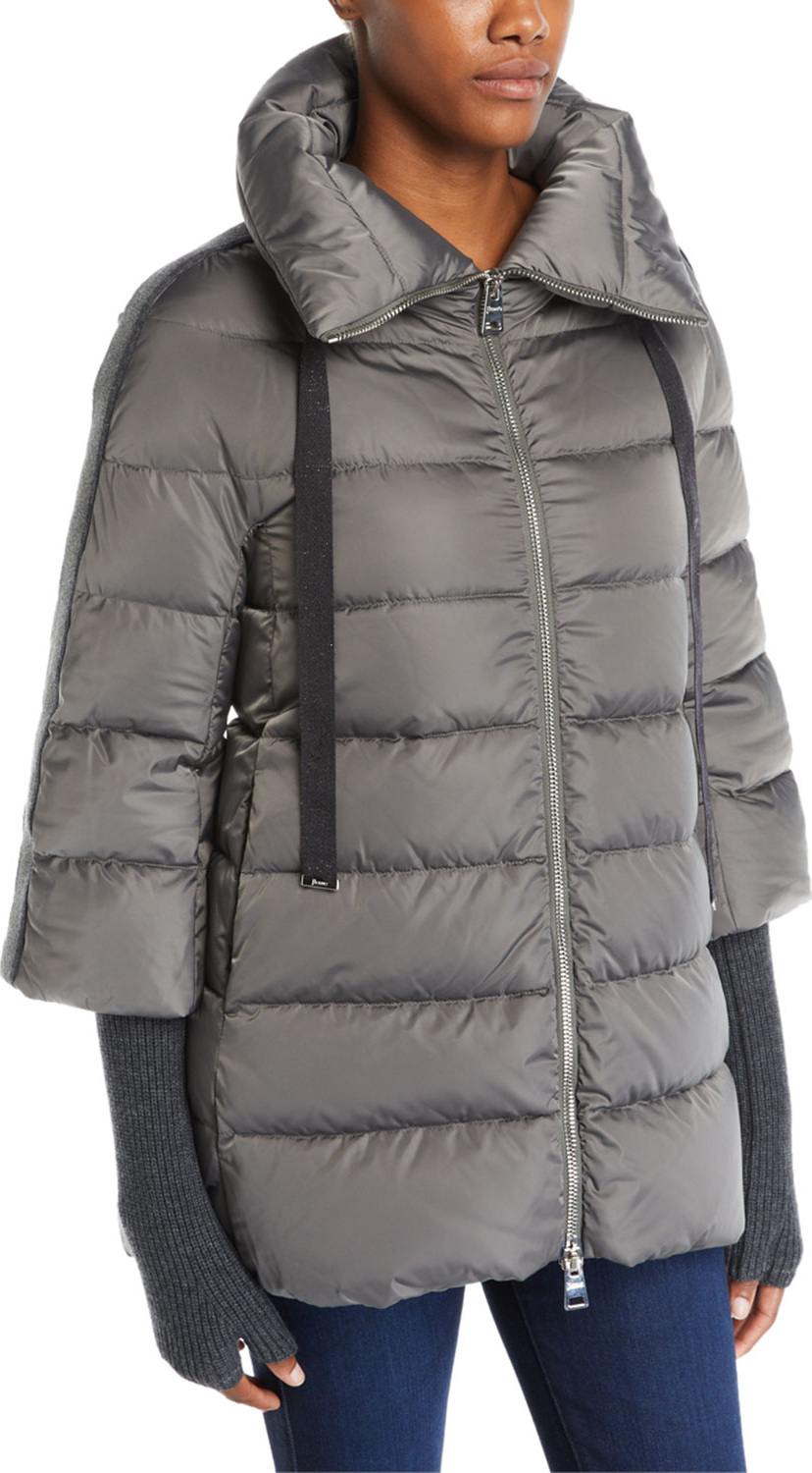 Herno Satin Channel-Quilted Down Puffer Coat