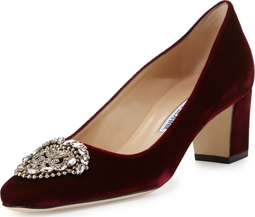 Manolo Blahnik Okkato Velvet Ornament Pump