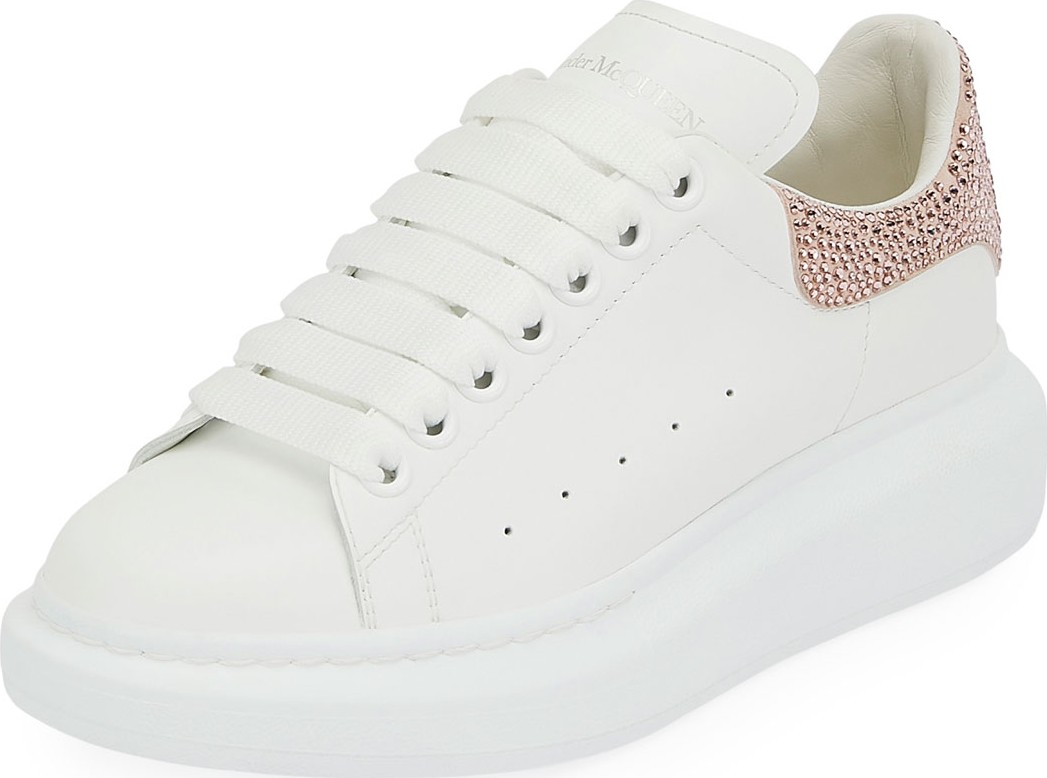 Alexander McQueen Oversized Glitter-Trim Leather Platform Sneakers