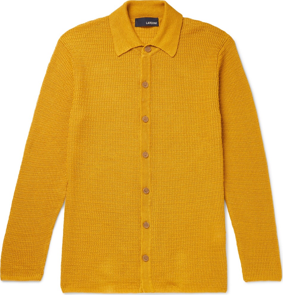 Lardini Waffle-Knit Linen Cardigan