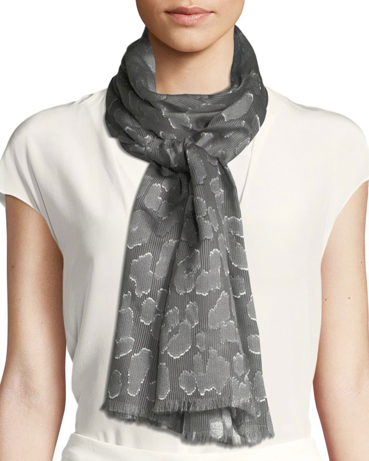Emporio Armani Metallic Animal-Print Jacquard  Scarf