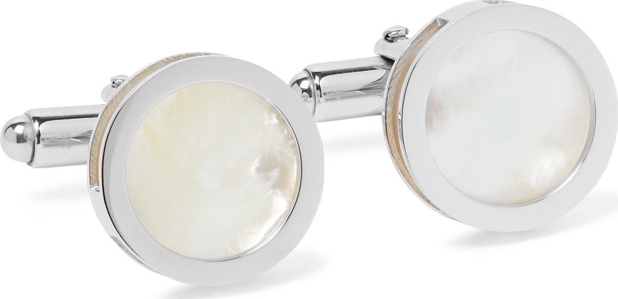 Lanvin Rhodium-Plated Mother-of-Pearl Cufflinks