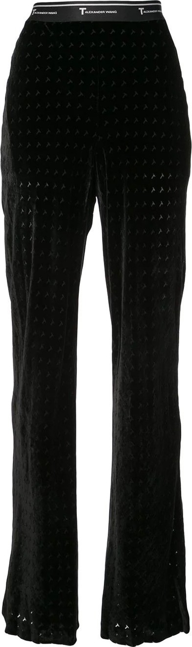 T By Alexander Wang monogram print flared trousers