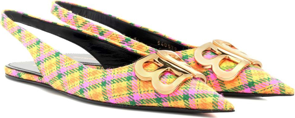 Balenciaga BB plaid slingback slippers