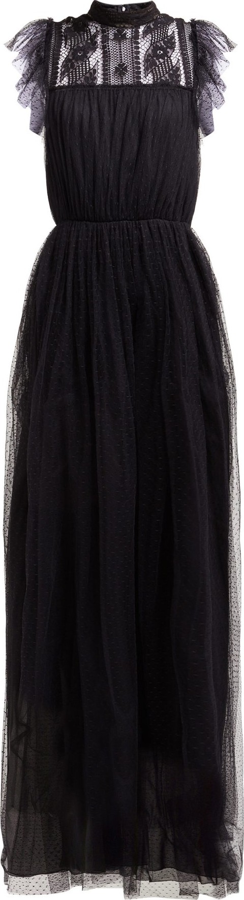 Giambattista Valli Floral-lace and polka-dot tulle gown
