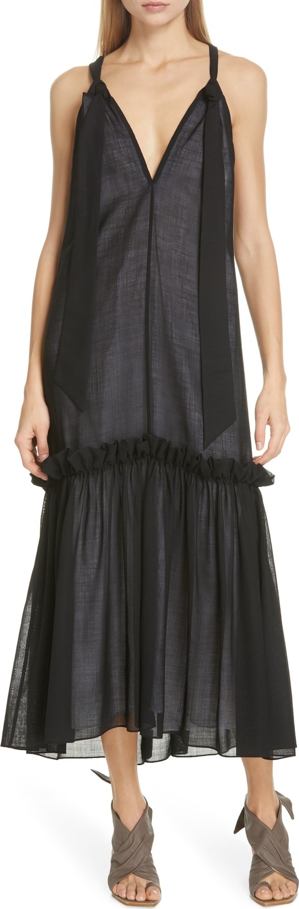 Tibi Reversible Tie Neck Dress