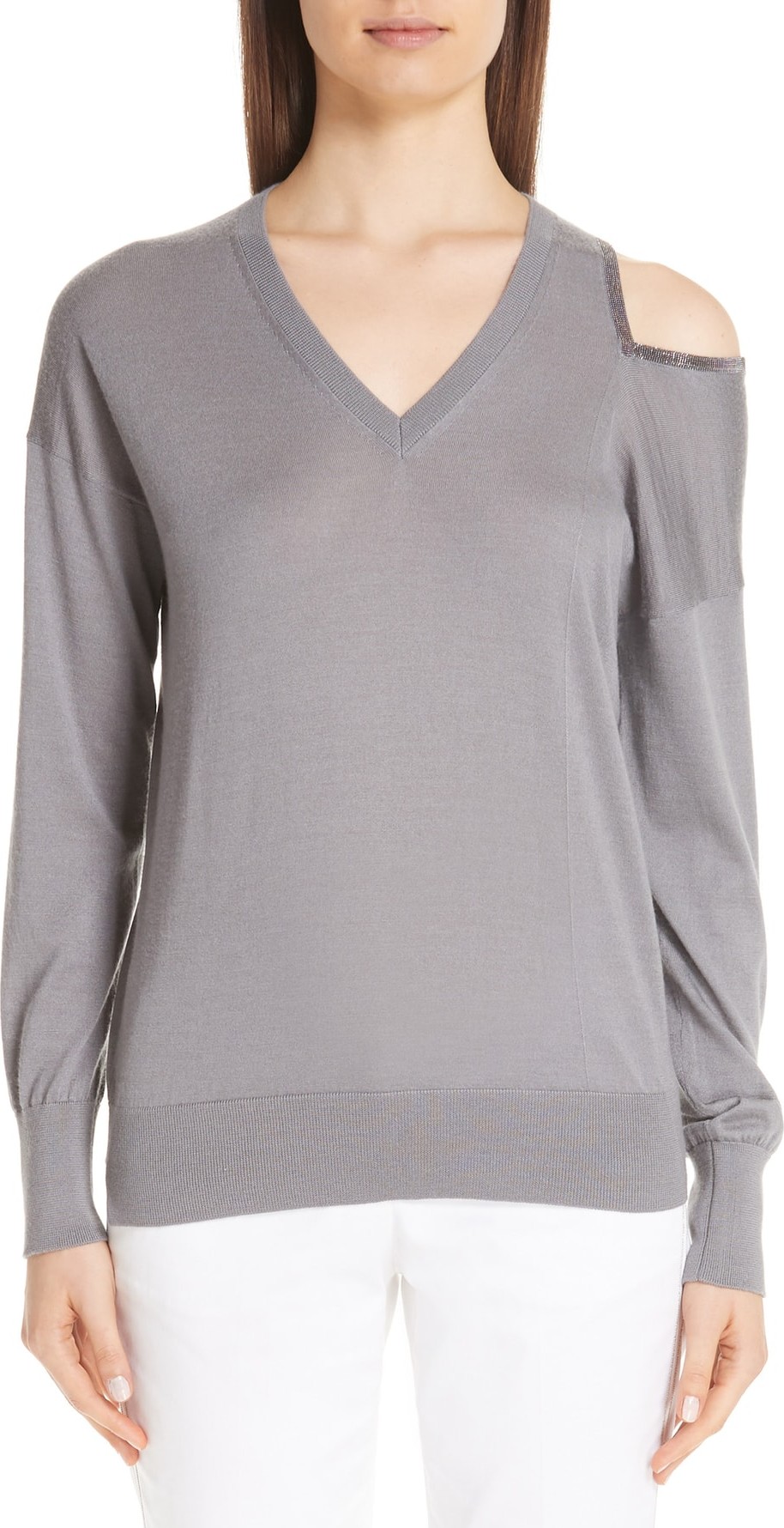 Fabiana Filippi Cold Shoulder Cashmere & Silk Sweater