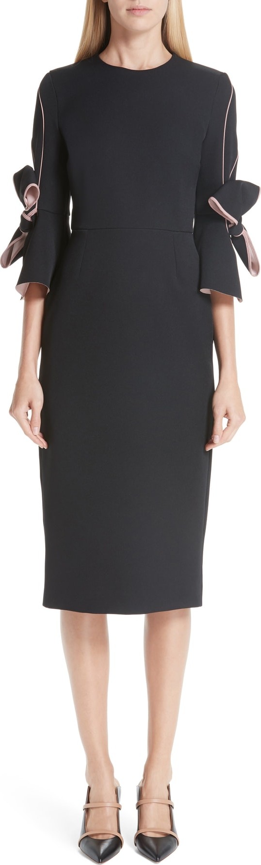 Roksanda Bow Sleeve Crepe Sheath Dress
