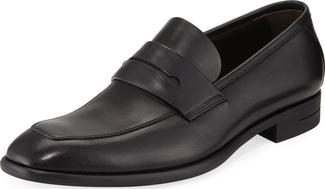 Ermenegildo Zegna Men's New Flex Leather Penny Loafer, Black