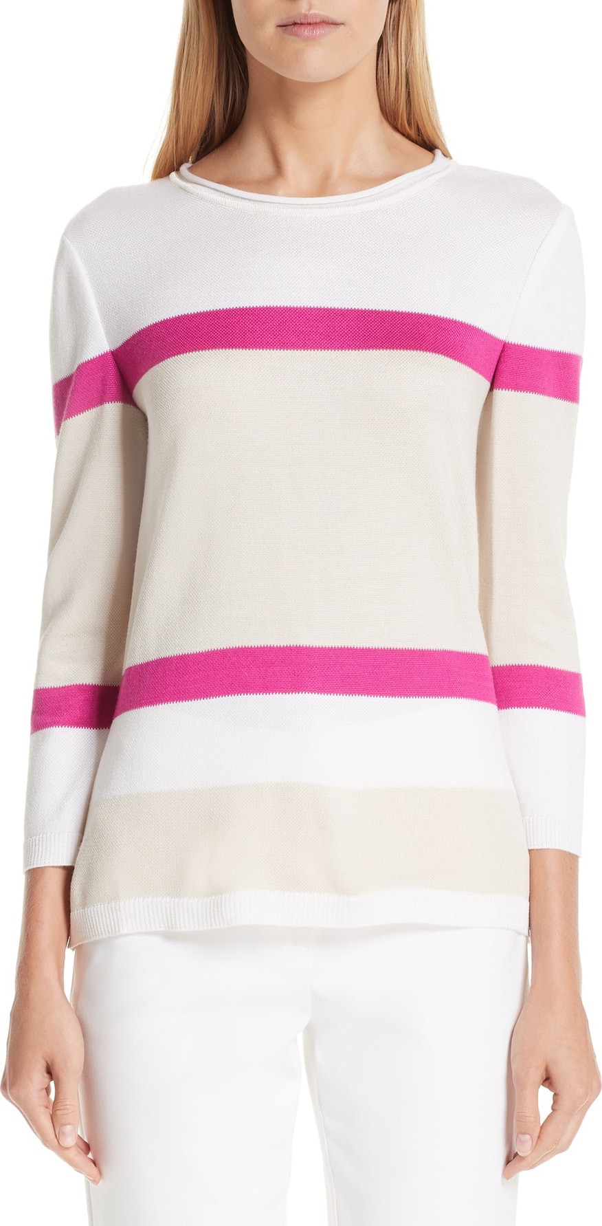 St. John Stripe Jacquard Sweater