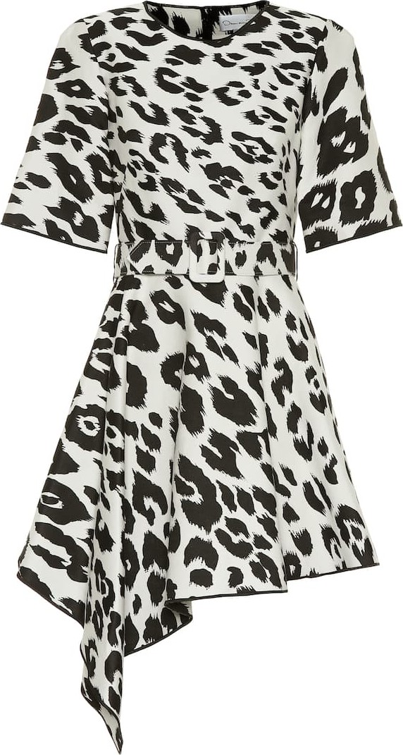 Oscar De La Renta Leopard-print cotton and silk dress