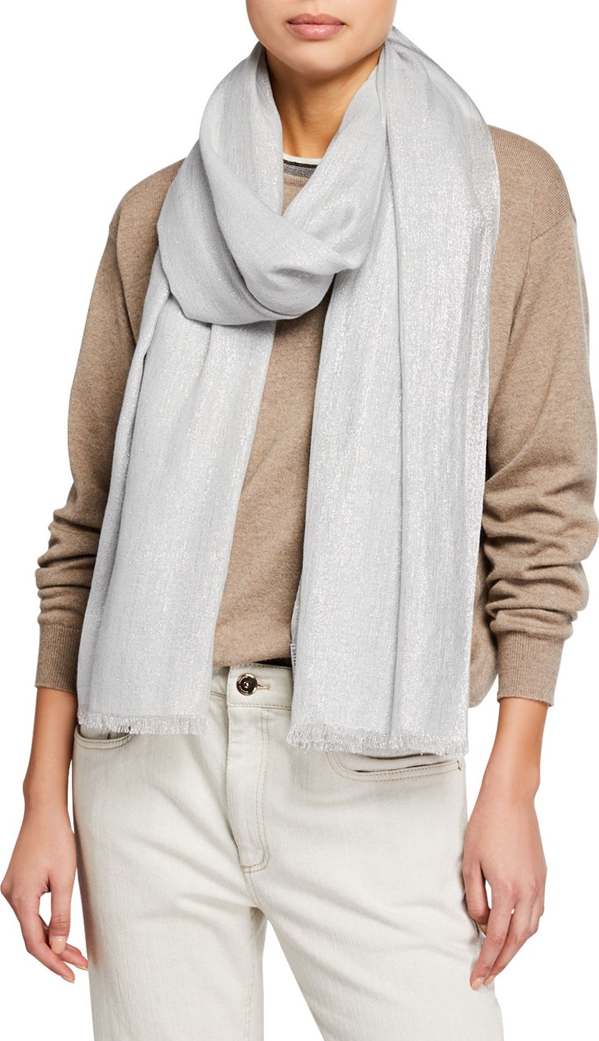 Brunello Cucinelli Metallic Cashmere-Blend Scarf