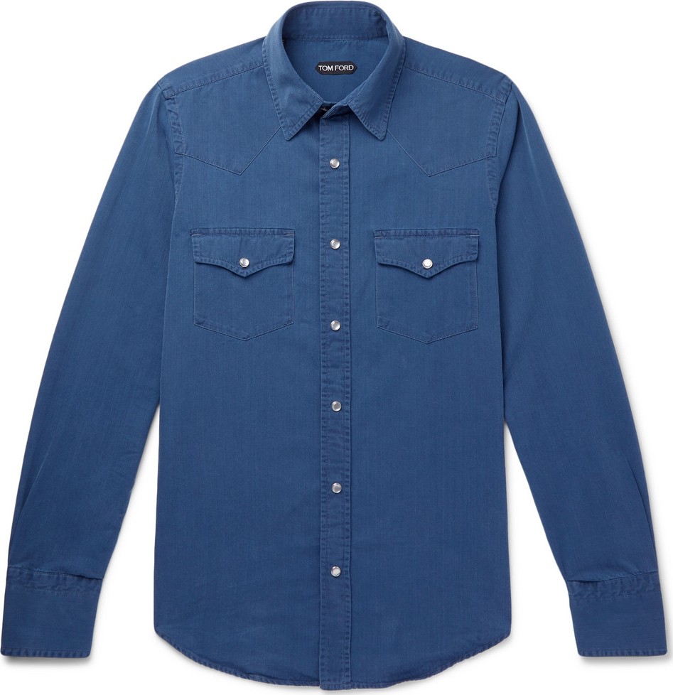 TOM FORD Slim-Fit Cotton and Lyocell-Blend Chambray Shirt
