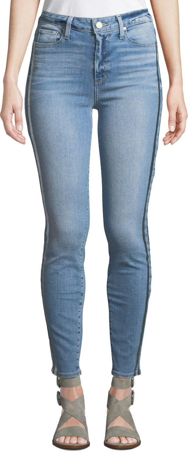 PAIGE Hoxton Ankle Skinny Jeans w/ Racing Stripes
