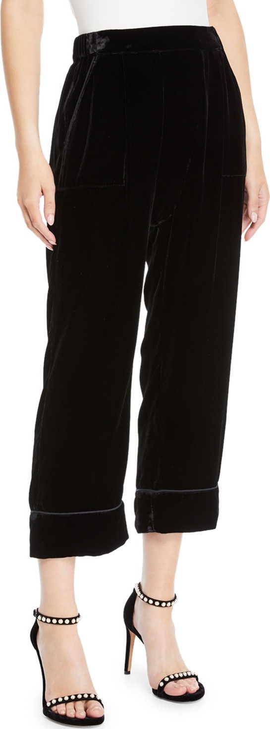 THE GREAT. The Velvet Pajama Cropped Trousers