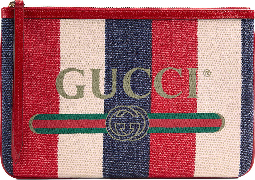 Gucci Linea Merida Striped Canvas Pouch Bag