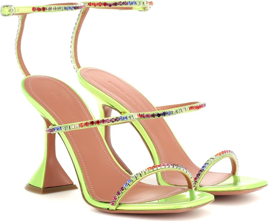 Amina Muaddi Gilda embellished leather sandals