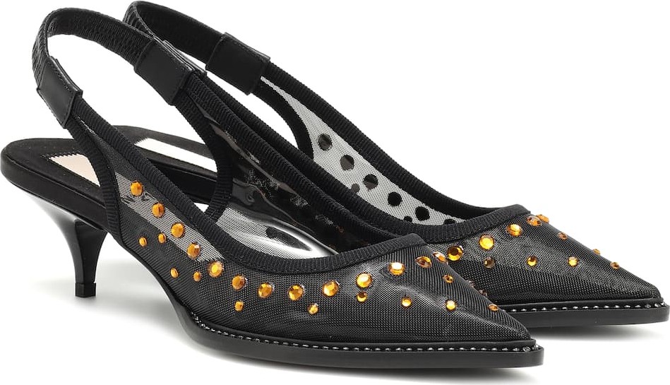 N°21 Exclusive to Mytheresa – Décolleté mesh slingback pumps