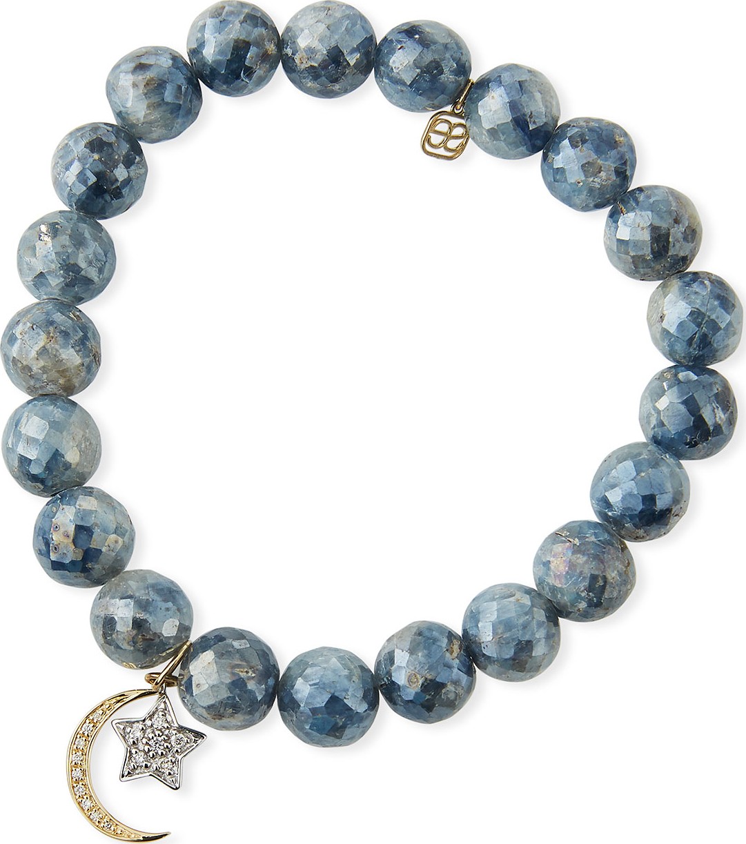 Sydney Evan Mystic Kyanite Bead Bracelet with Diamond Moon/Star Charms