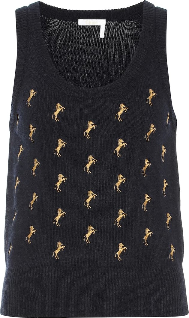 Chloe Embroidered wool vest