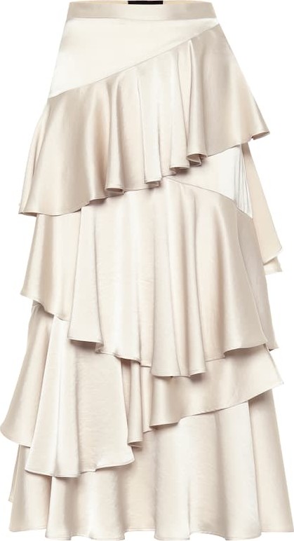Alexachung Tiered satin midi skirt