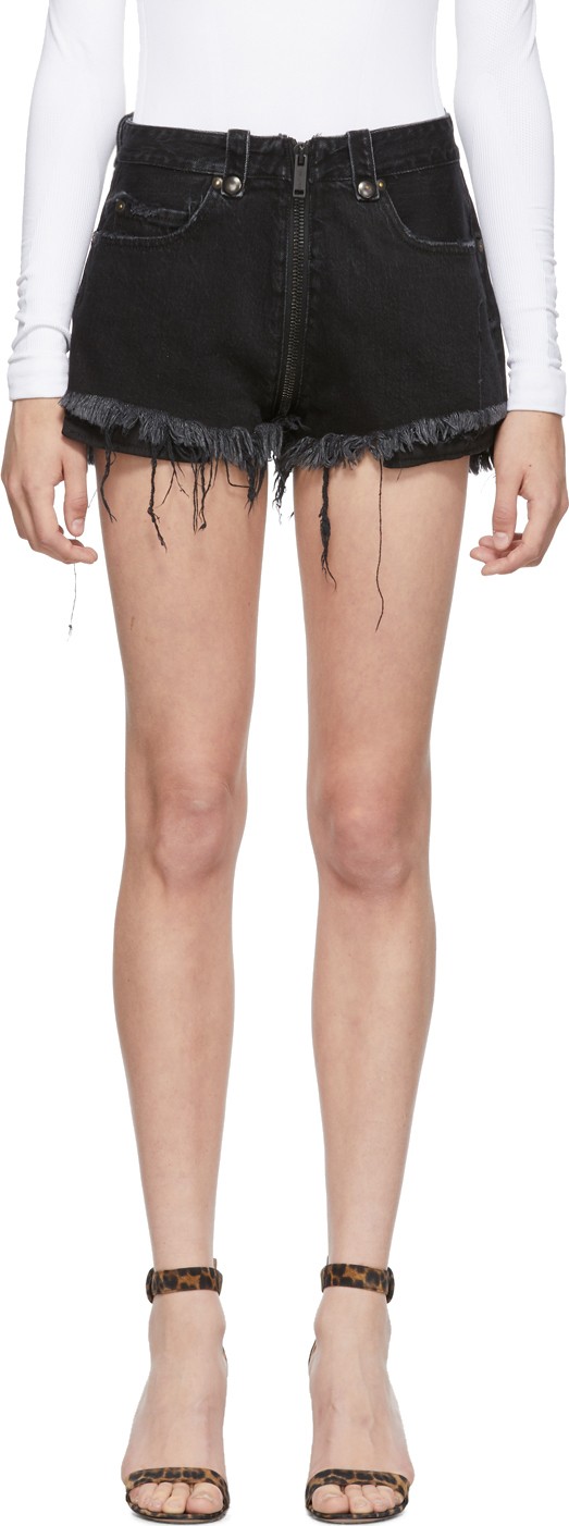 Unravel Black Denim Full Zip Shorts