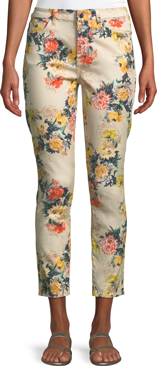 Jen7 Floral-Print Ankle Skinny Jeans