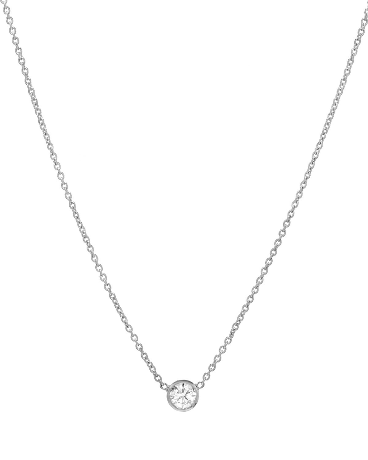 ZOE LEV 14k White Gold Small Bezel Diamond Necklace