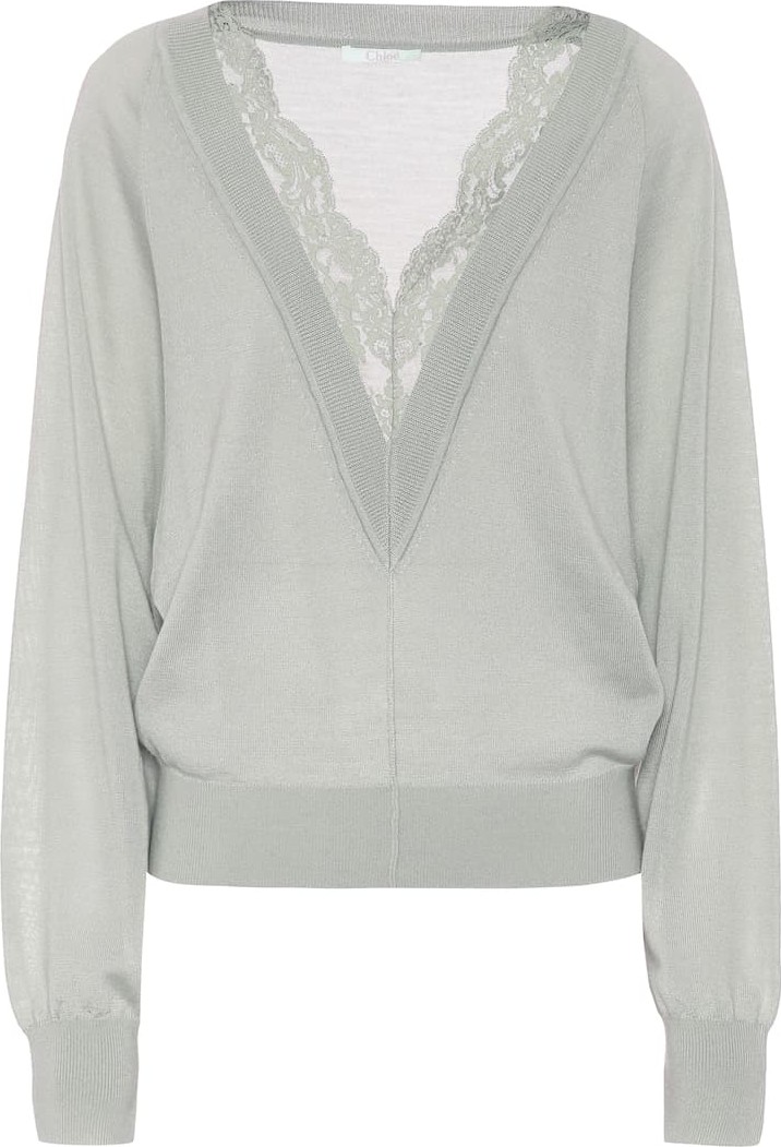 Chloe Lace-trimmed wool and silk sweater
