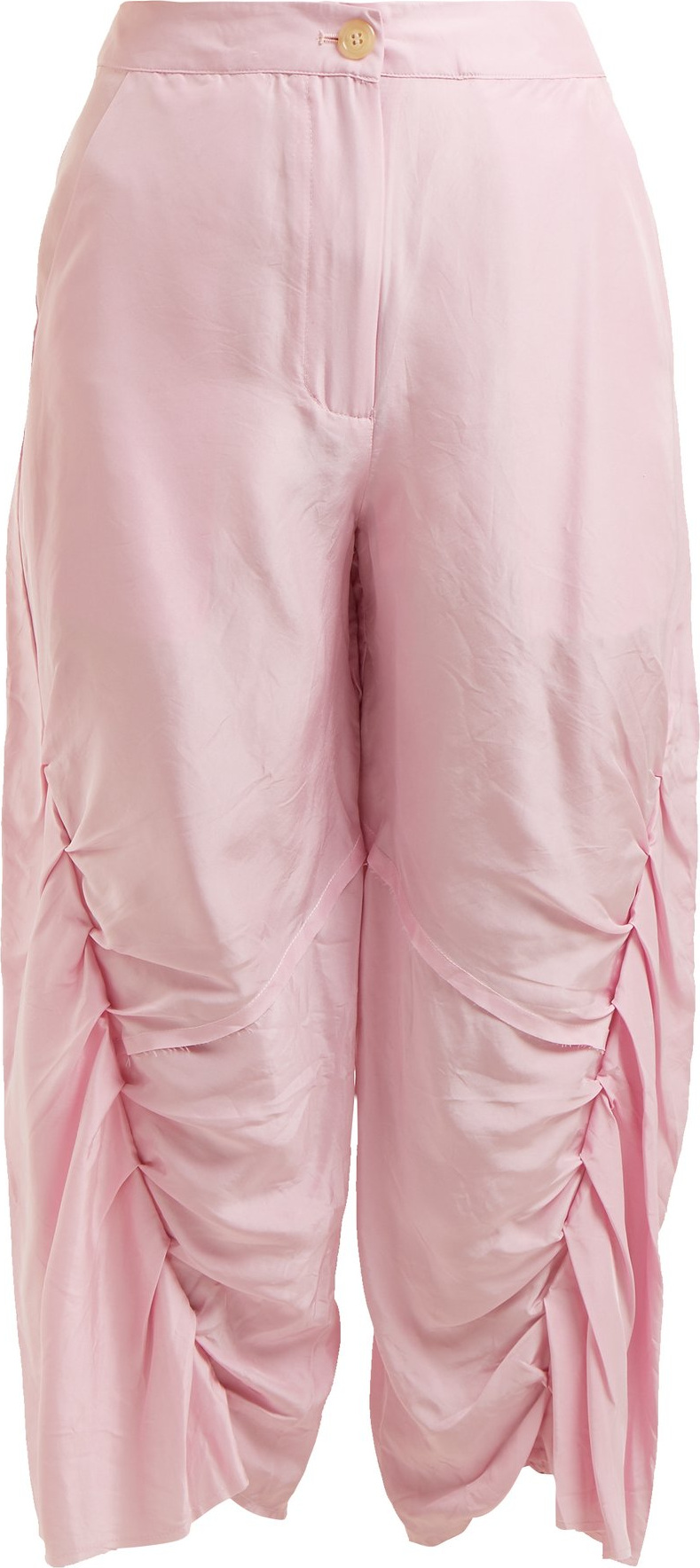 By Walid Meril pleated raw-silk cropped trousers