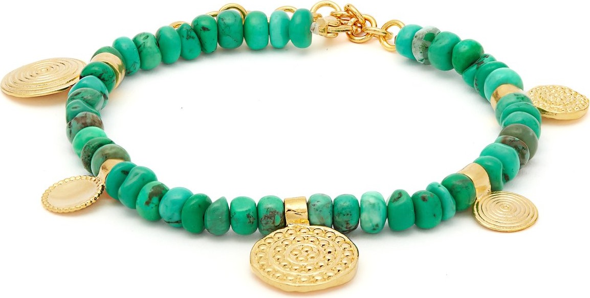 Joelle Kharrat Moneta turquoise and gold-plated anklet