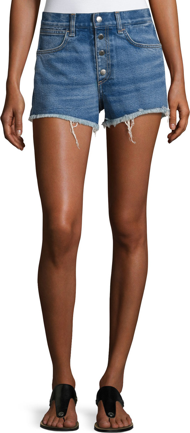 Rag & Bone Lou High-Rise Cutoff Shorts, Bluehill