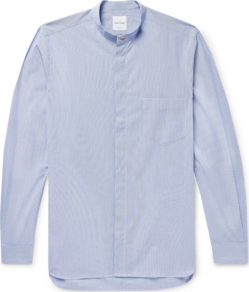 Paul Smith Grandad-Collar Striped Cotton Shirt