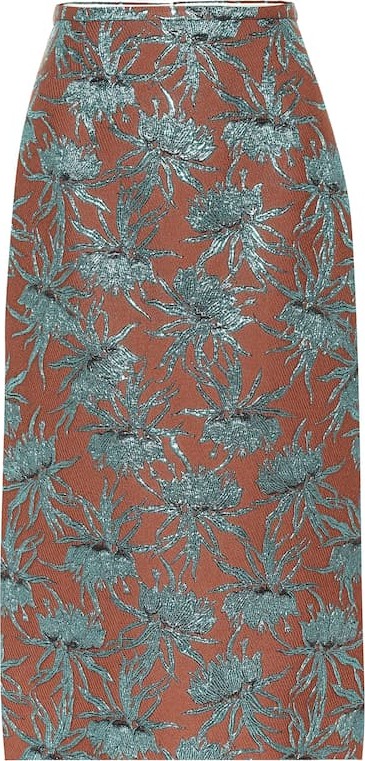 ROCHAS Oncidium floral pencil skirt