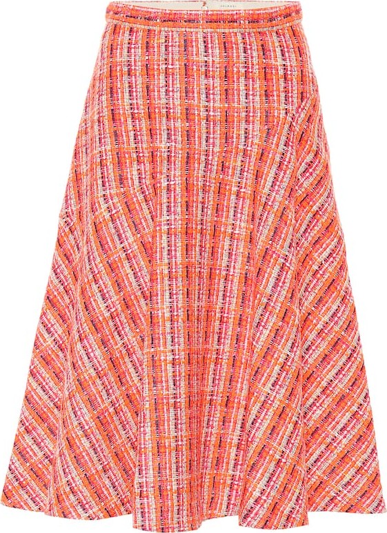DELPOZO Cotton-blend bouclé midi skirt