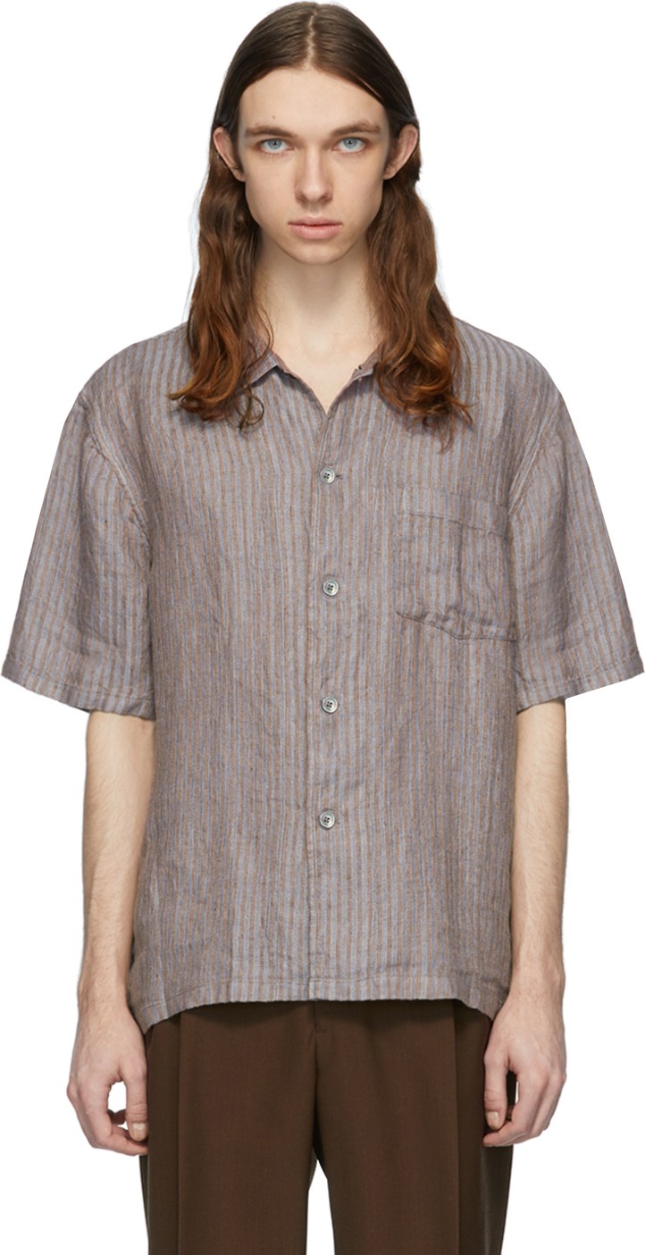 Our Legacy Blue & Brown Box Short Sleeve Shirt