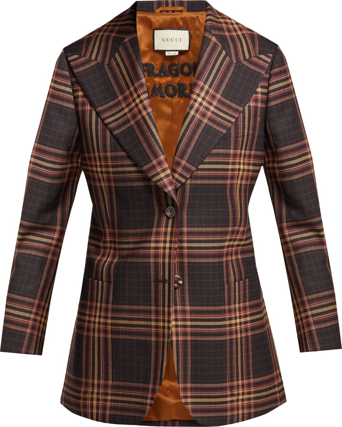 Gucci Peak-lapel tartan wool blazer