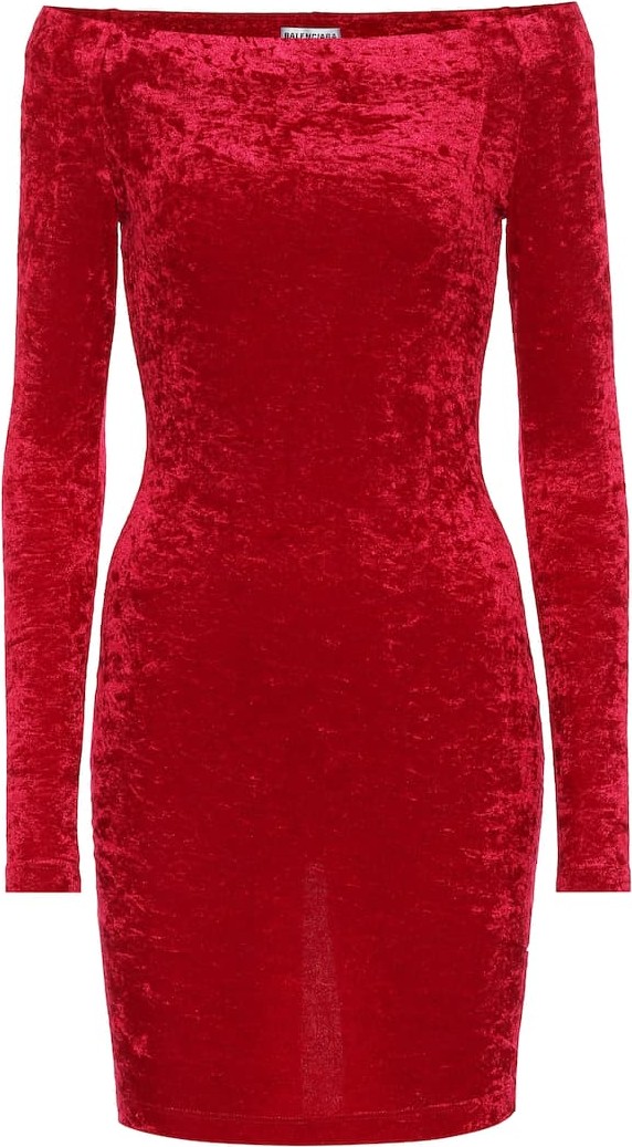 Balenciaga Velvet off-shoulder minidress