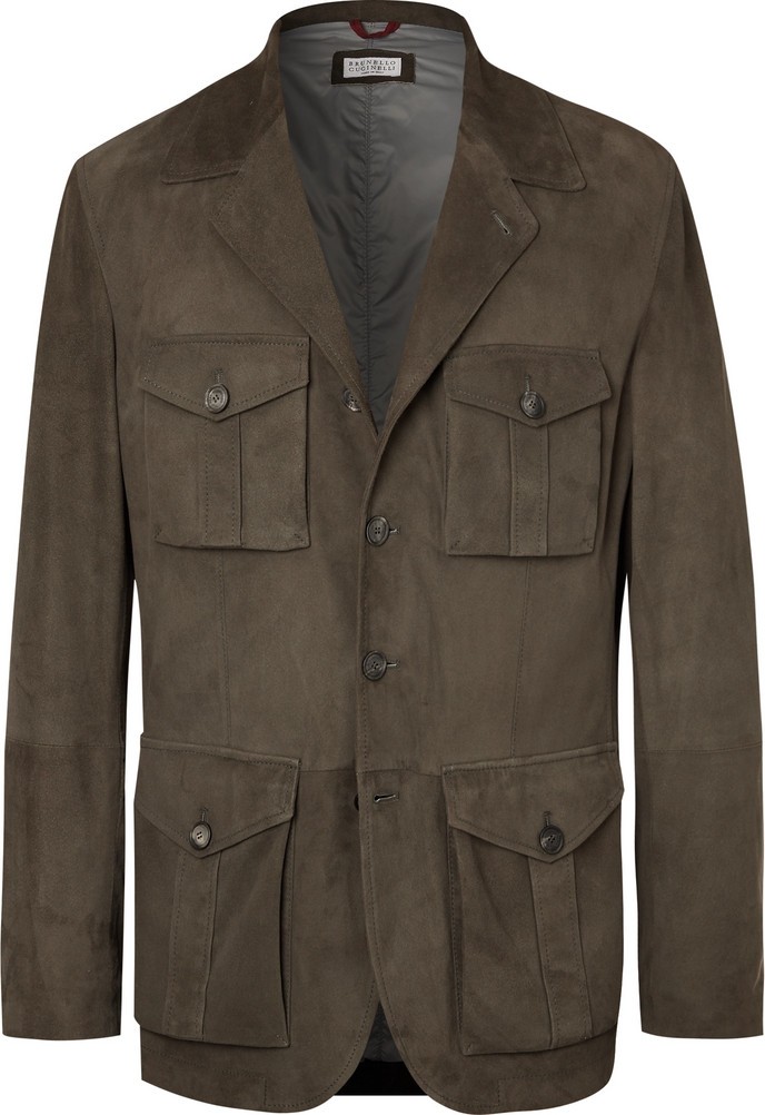 Brunello Cucinelli Slim-Fit Suede Field Jacket
