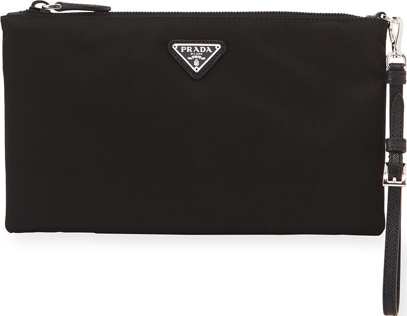 Prada Vela Small Zip Pouch Clutch Bag