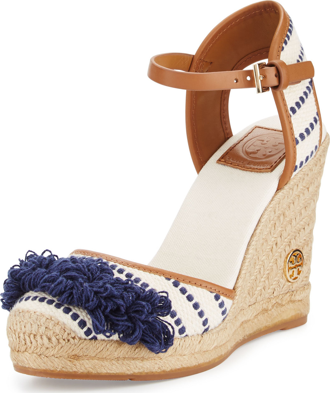 Tory Burch Shaw Striped Espadrille Wedge Pump
