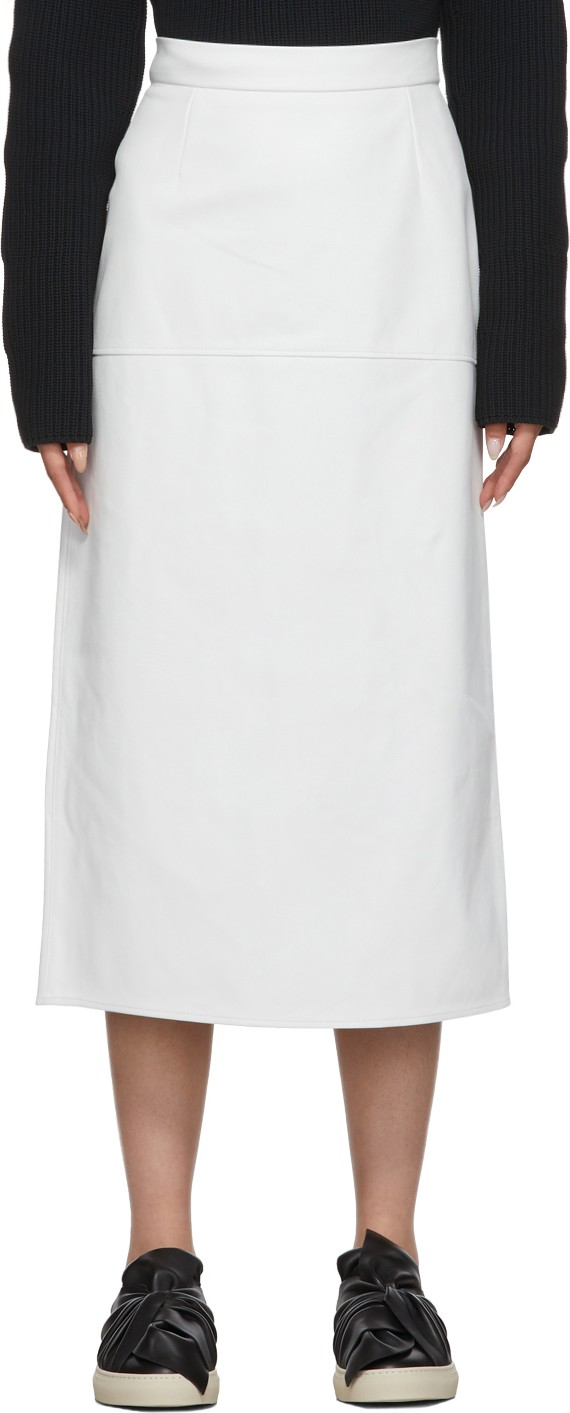 Ports 1961 White Long Leather Skirt