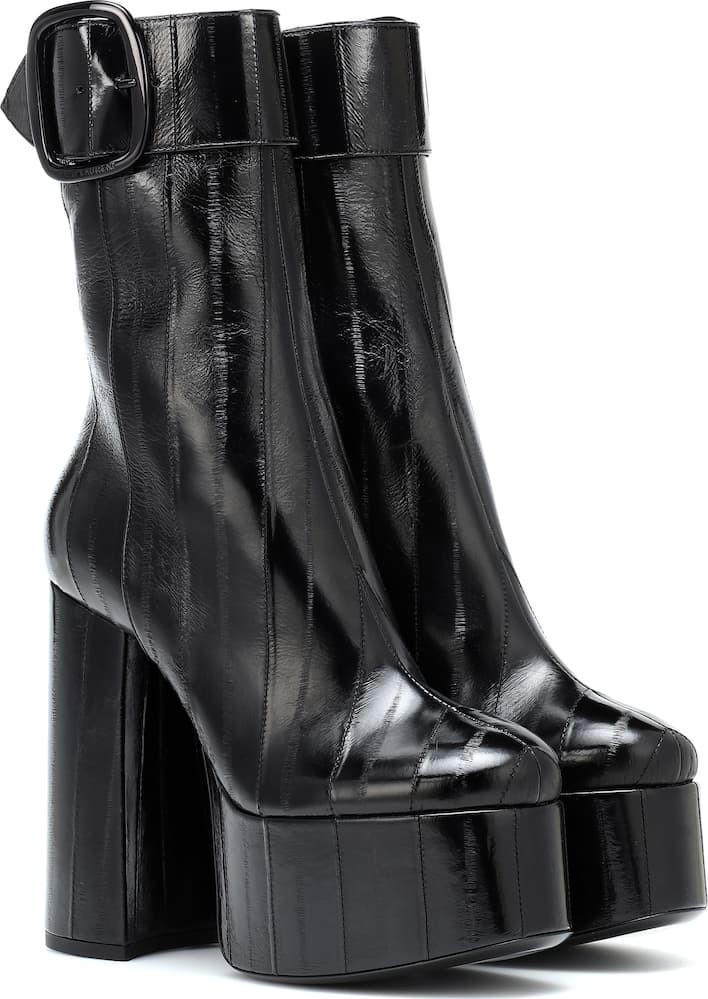 Saint Laurent Billy eel-skin plateau ankle boots