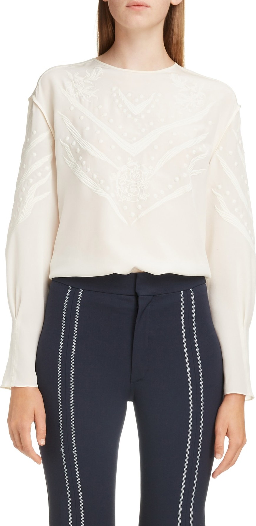 Chloe Brocade Detail Silk Blouse